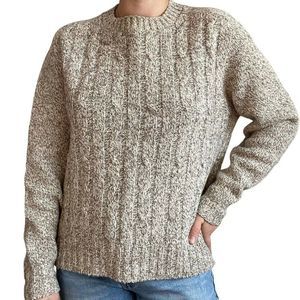 COPY - Vintage 1970s Womens Woolrich Brown White Marled Cable Knit Chunky Wool …